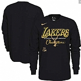 Men's Los Angeles Lakers Nike Black 17 Time NBA Finals Champions Celebration Pendant Long Sleeve T-Shirt,baseball caps,new era cap wholesale,wholesale hats